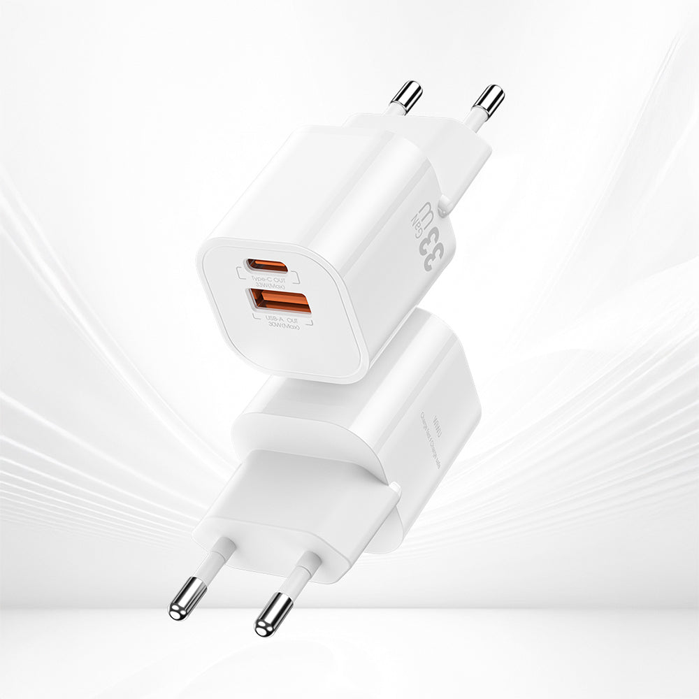Wiwu Wi-G017 Cube Serisi Type-C PD & USB-A GaN Tech PD 33W Hızlı Şarj Özellikli Mini Şarj Başlığı
