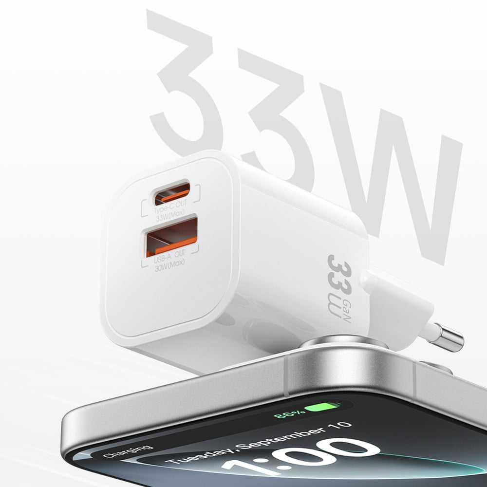 Wiwu Wi-G017 Cube Serisi Type-C PD & USB-A GaN Tech PD 33W Hızlı Şarj Özellikli Mini Şarj Başlığı