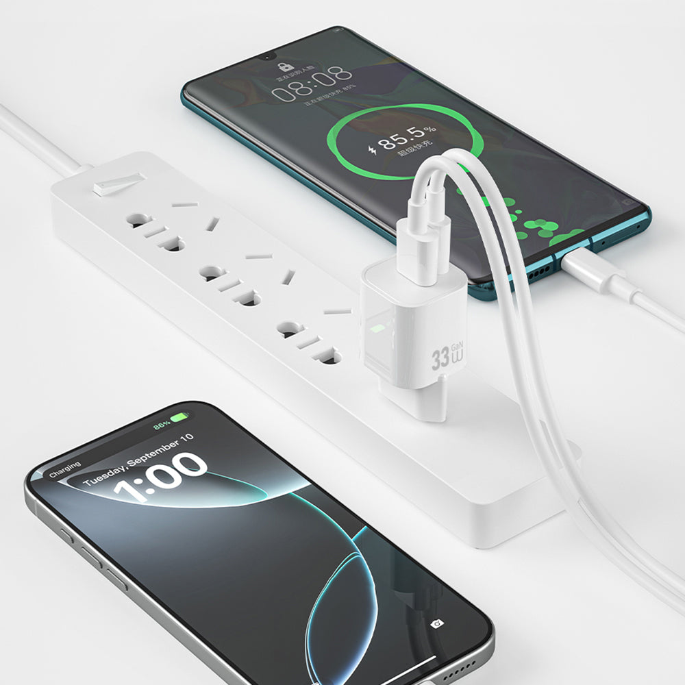 Wiwu Wi-G017 Cube Serisi Type-C PD & USB-A GaN Tech PD 33W Hızlı Şarj Özellikli Mini Şarj Başlığı