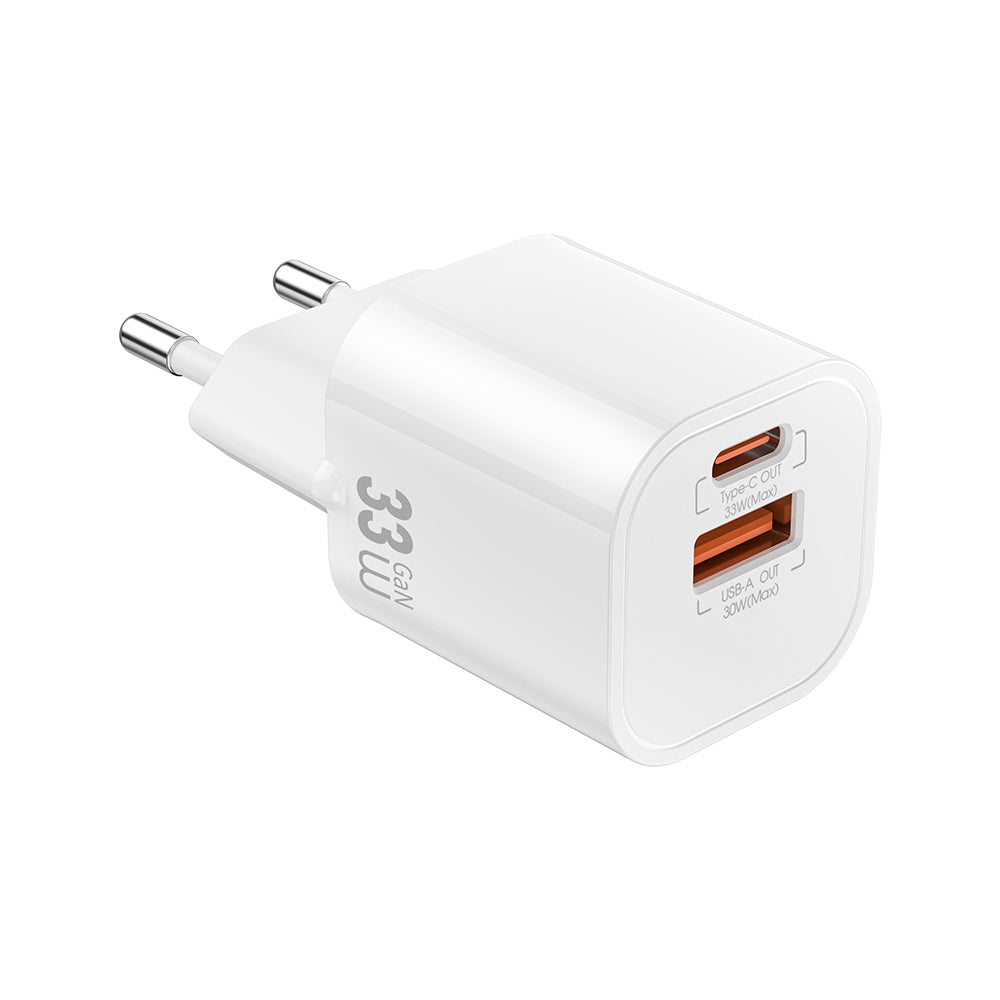 Wiwu Wi-G017 Cube Serisi Type-C PD & USB-A GaN Tech PD 33W Hızlı Şarj Özellikli Mini Şarj Başlığı