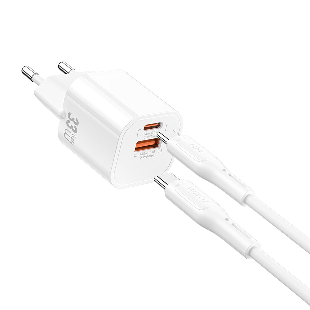 Wiwu Wi-G018 Cube Serisi Type-C to Type-C GaN Tech PD 33W Hızlı Şarj Özellikli Kablolu Şarj Seti