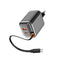 Wiwu Wi-G020 Helix Serisi GaN Teknolojili Hızlı Şarj Başlığı USB-A to Type-C PD 65W Type-C Kablolu Şarj Seti