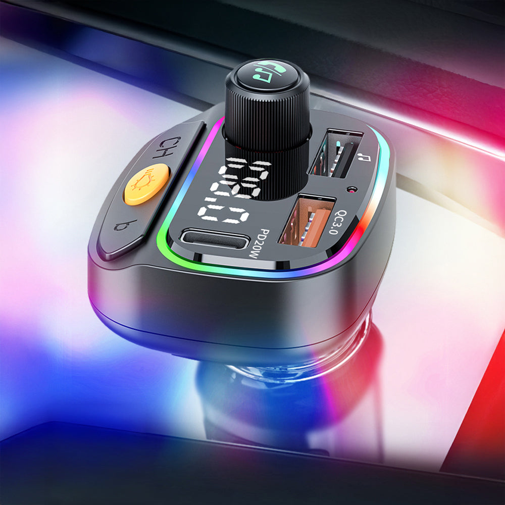 Wiwu Wi-QC031 RGB Bluetooth Transmitter MP3 Type-C ve USB-A Araç Şarjı