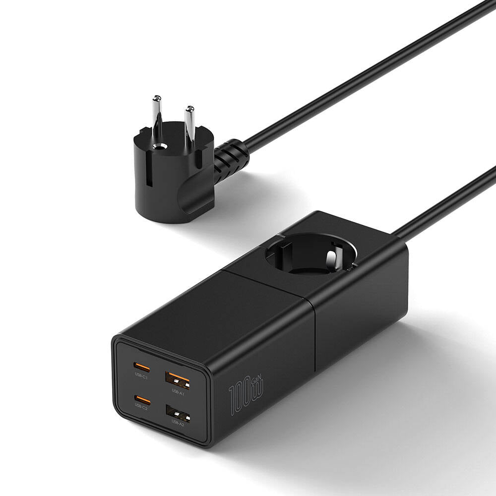 Wiwu Wi-S004 GaN Tech Çift Type-C ve Çift USB-A Girişli 100W 150cm Priz