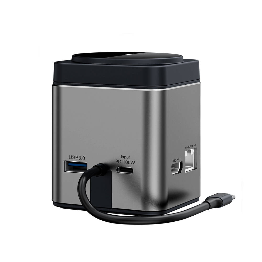 Wiwu Wi-W025 9in1 M-safe Kablosuz Şarj Özellikli Type-C Hub PD 100W USB 3.0 SD/TF HDMI RJ45