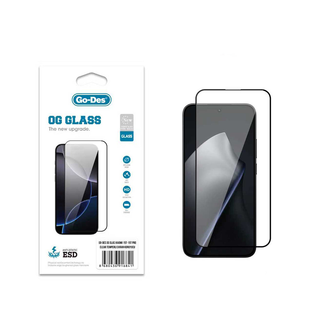 Go Des Xiaomi 15T Pro OG Glass Antistatik Temperli Cam Ekran Koruyucu