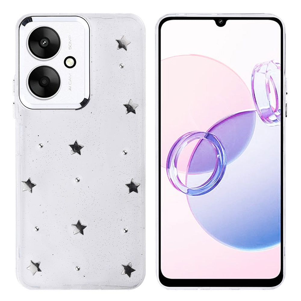 Cepax Xiaomi Poco C65 Airbag Tasarımlı Simli Şeffaf Kutup Kılıf