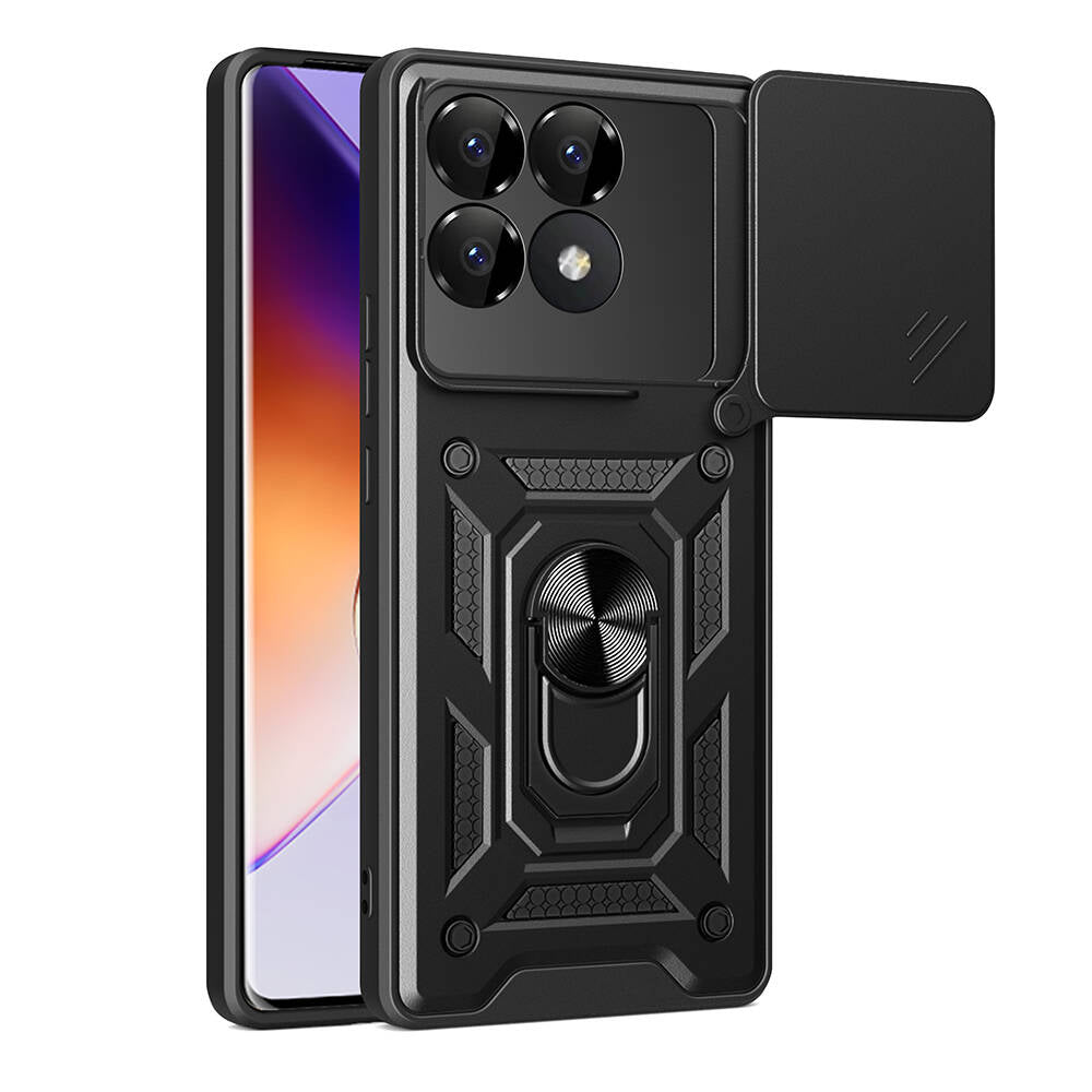 Cepax Xiaomi Poco F6 Pro Magnetik Standlı Kamera Korumalı Sürgülü Vega Kılıf