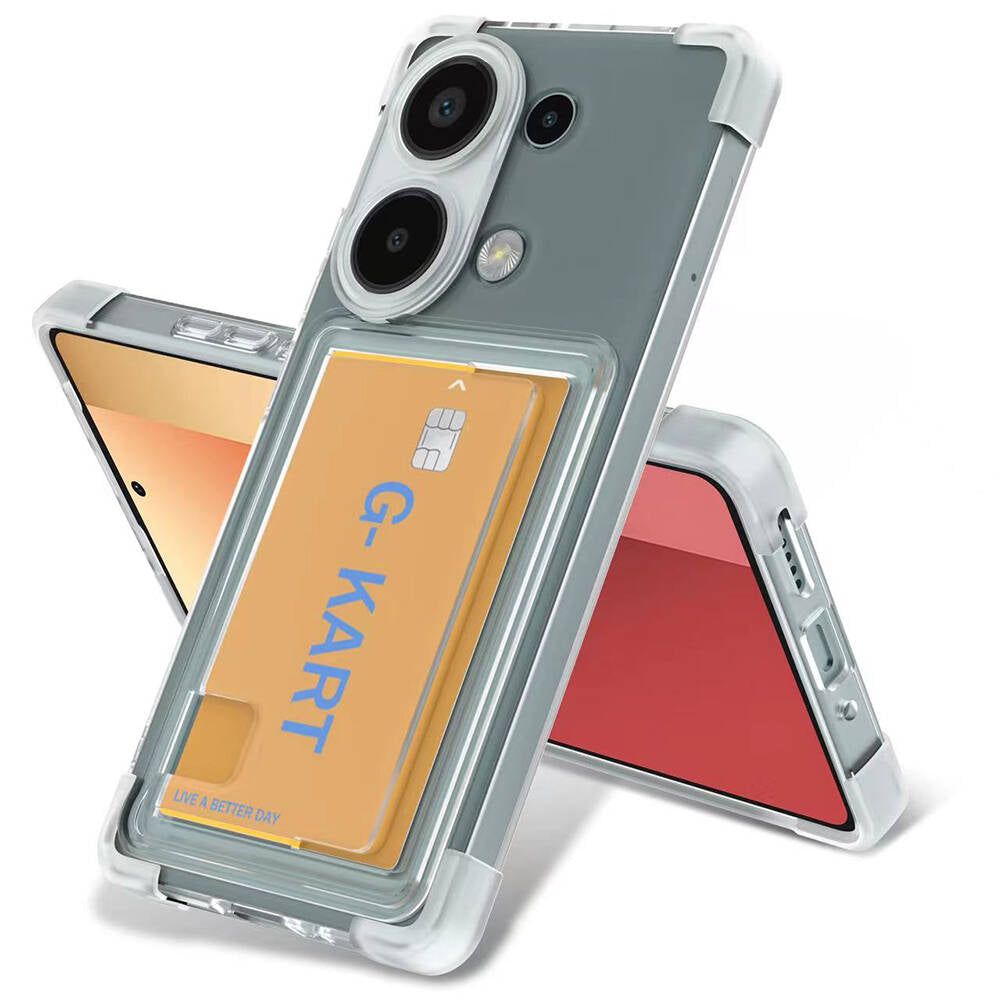 Cepax Xiaomi Redmi Note 13 4G Airbag Tasarımlı Şeffaf Kartlıklı G-Kart Kılıf