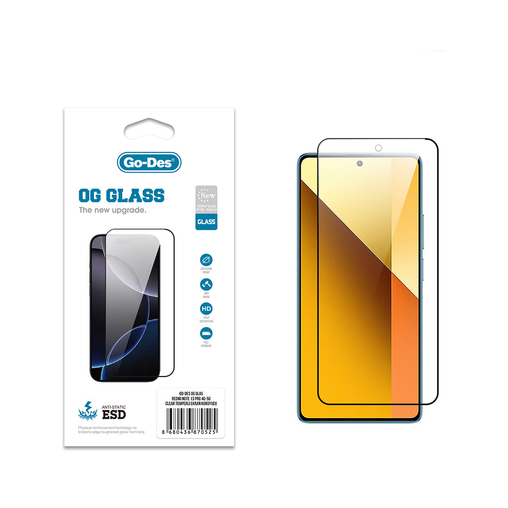 Go Des Xiaomi Redmi Note 13 Pro 5G OG Glass Antistatik Temperli Cam Ekran Koruyucu