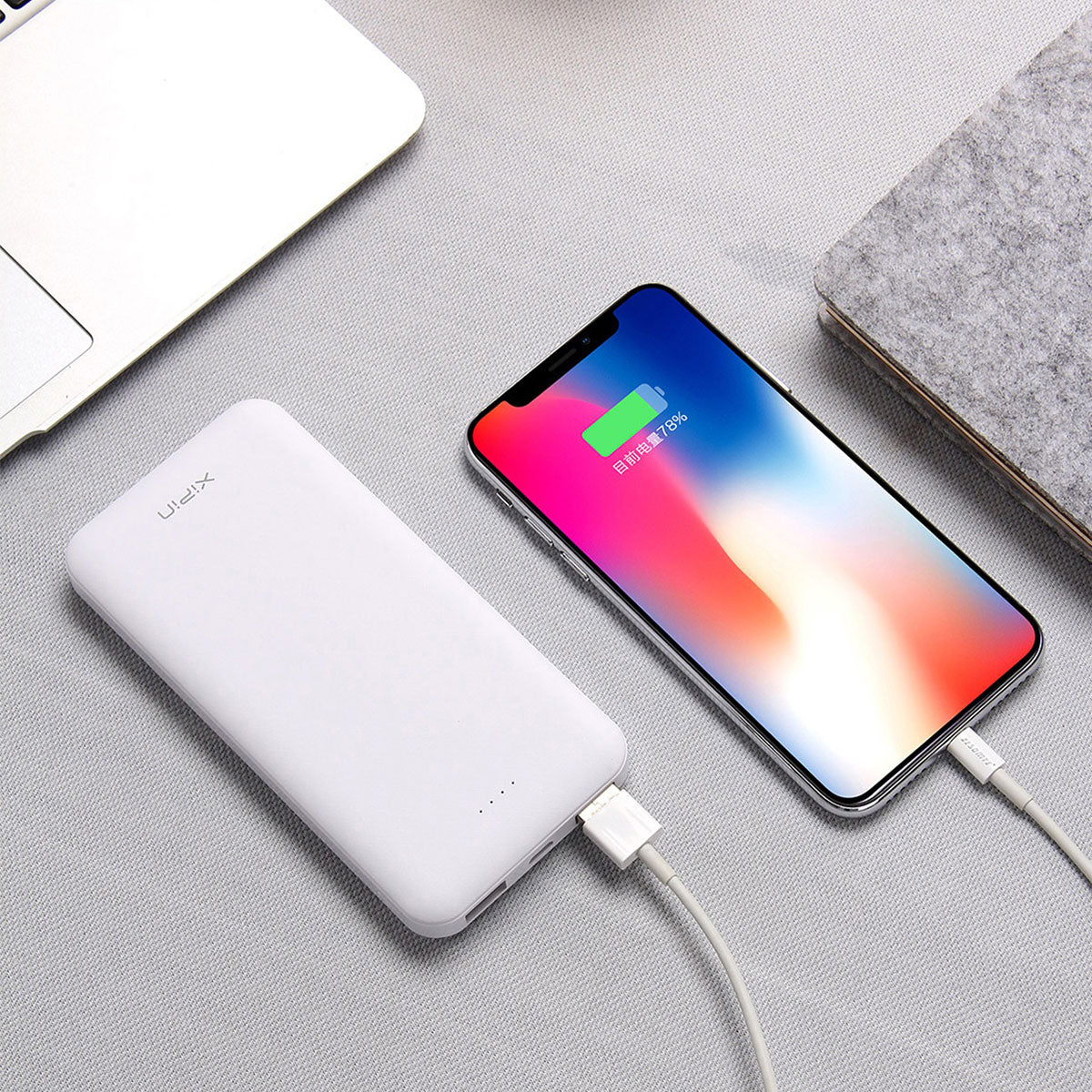 Xipin PX102 Hızlı Şarj Özellikli LED Göstergeli Dual USB Taşınabilir 10000mAh Akıllı Powerbank