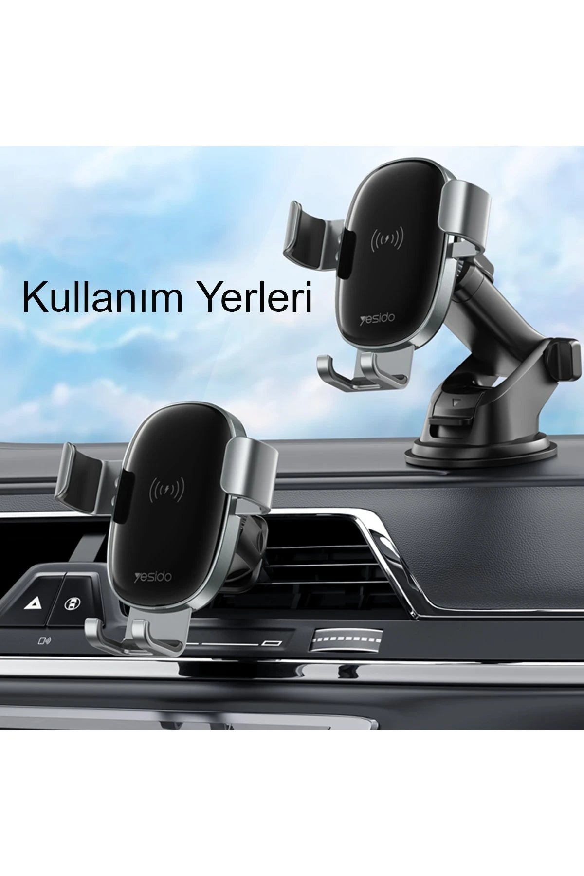 Yesido C123 Vantuzlu 15W Kablosuz Şarjlı Araç Tutucu