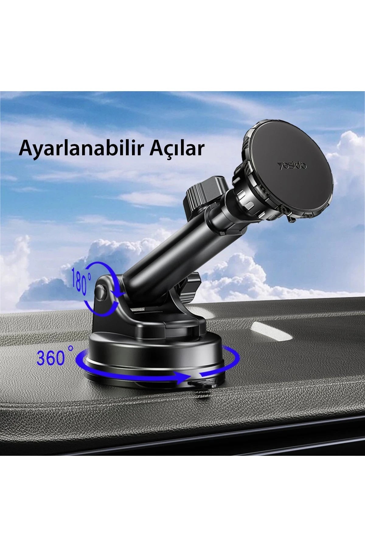 Yesido C160 360 Derece Ayarlanabilir Vantuzlu Manyetik Magsafe Araç Tutucu