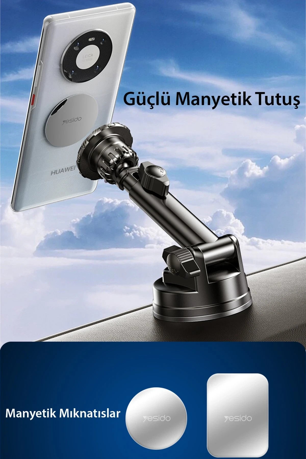 Yesido C160 360 Derece Ayarlanabilir Vantuzlu Manyetik Magsafe Araç Tutucu