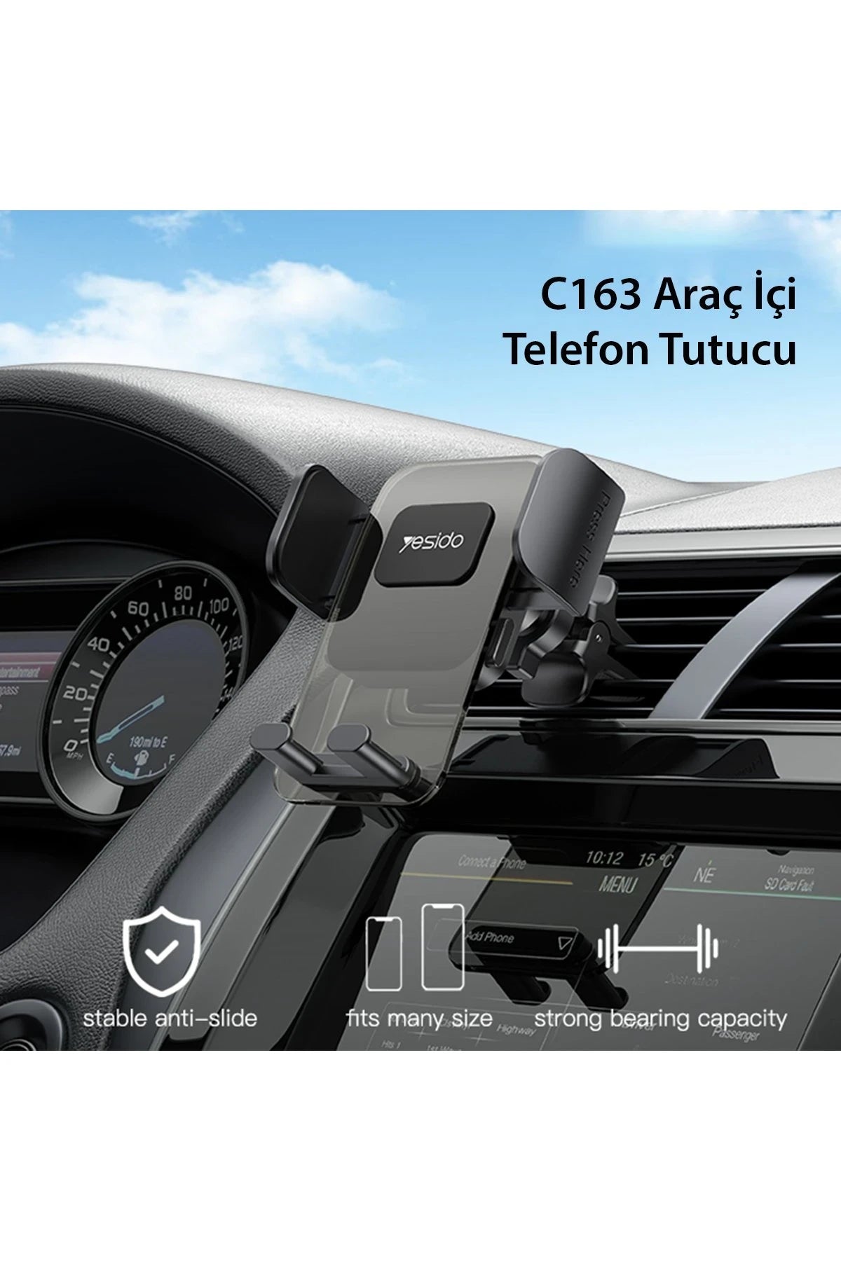 Yesido C163 Izgara Klipsli 360 Derece Ayarlanabilir Araç Tutucu – Cepax