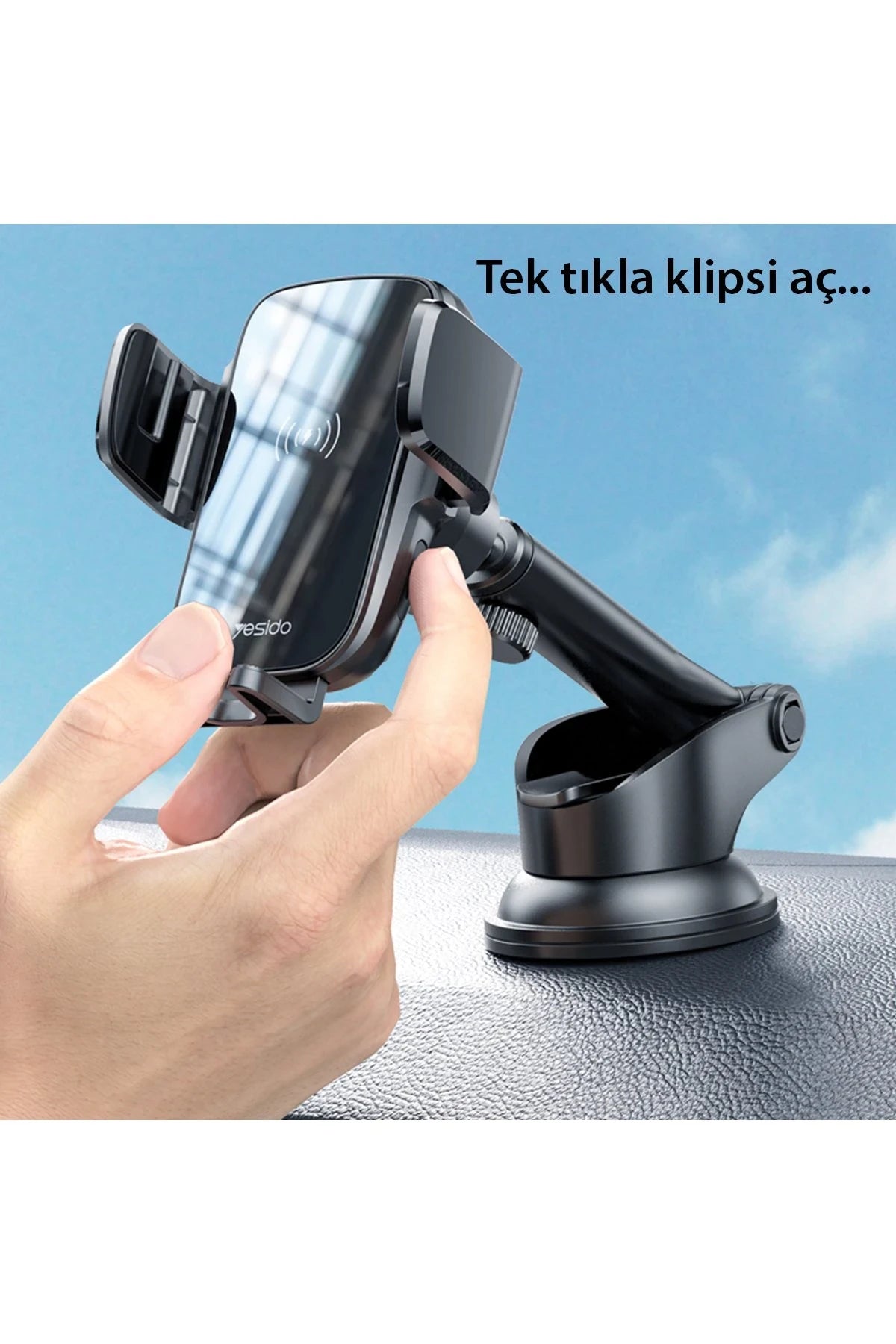 Yesido C186 Izgara Klipsli ve Vantuzlu 15W Kablosuz Şarjlı Araç Tutucu
