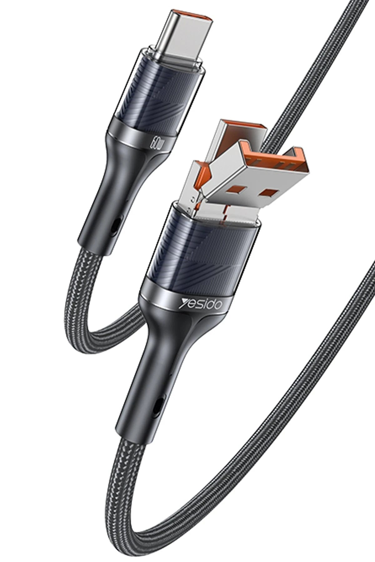 Yesido CA165C 1.2M 2in1 Bir Ucu USB ve Type-C to Type-C PD Hızlı Şarj Kablosu