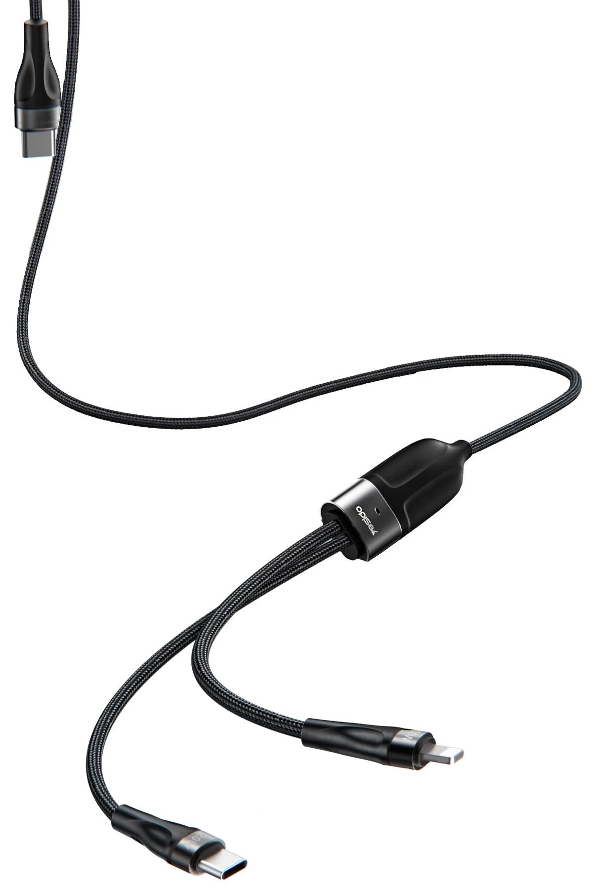 Yesido CA87 1.4M Type-C to 100W Type-C ve 20W Lightning Çift Çıkışlı 2in1 PD Hızlı Şarj Kablosu