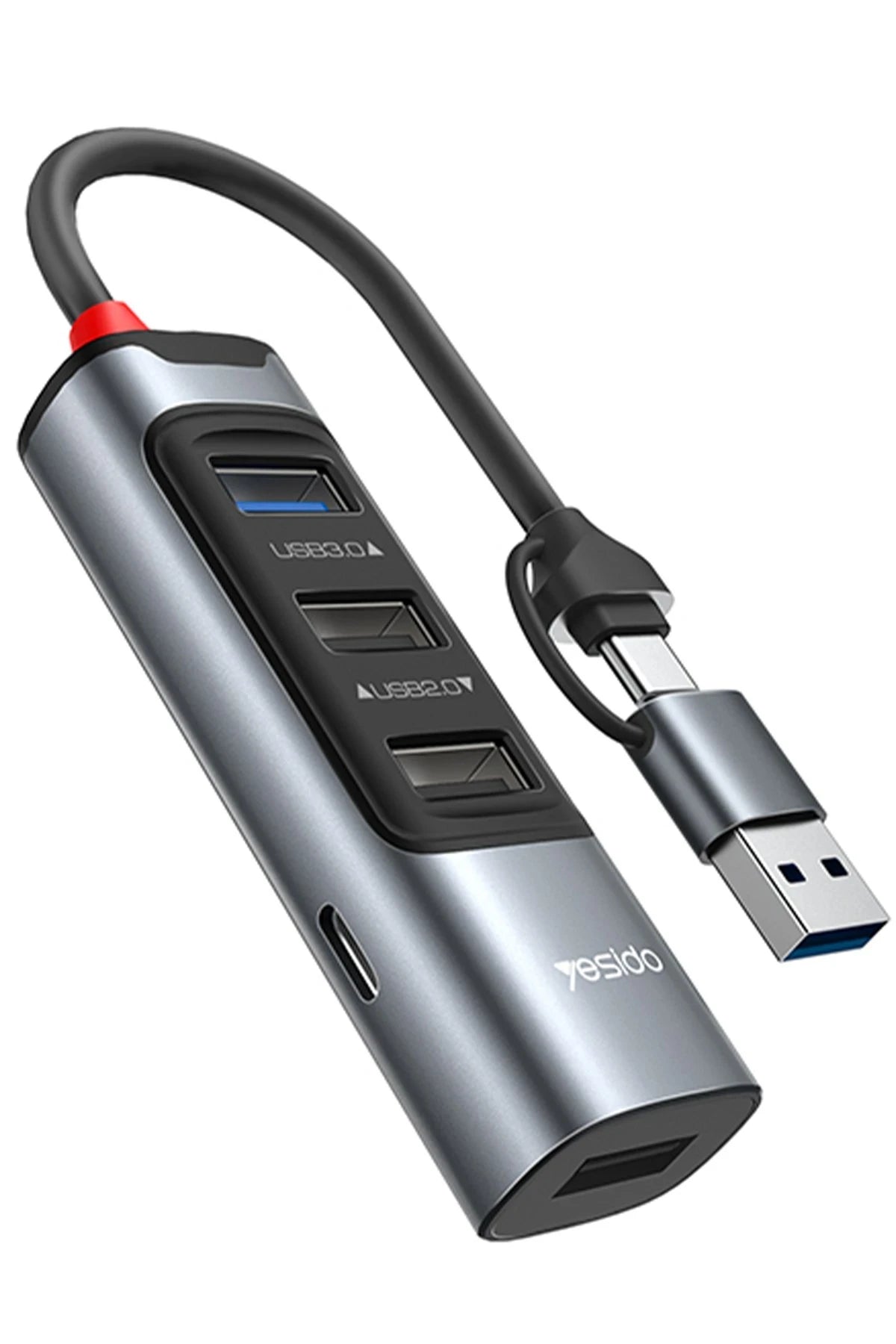 Yesido HB20 5in1 1 Adet USB 3.0 / 2 Adet Usb 2.0 / 1 Adet 100W Type-C Çıkışlı Usb ve Type-C Girişli Hub Dönüştürücü