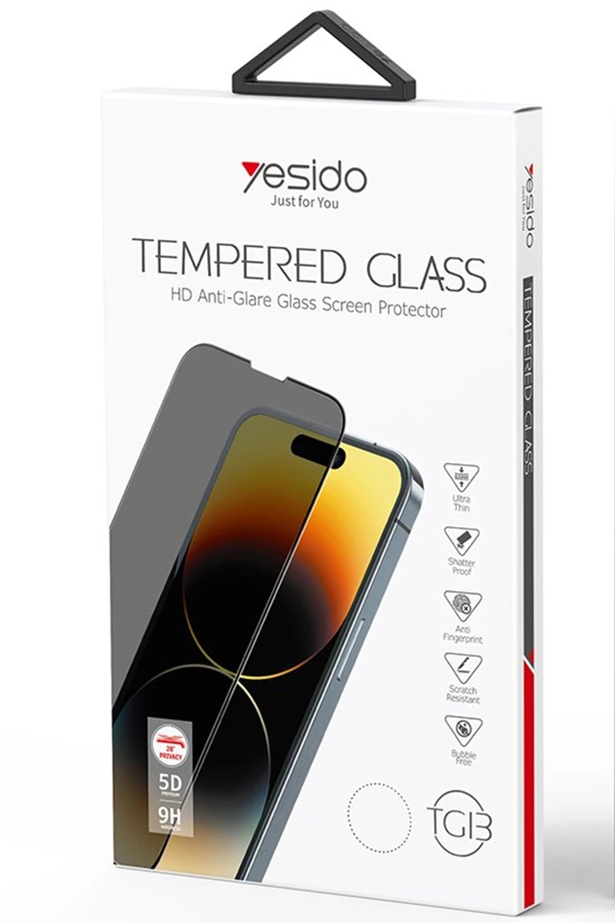 Yesido iPhone 16 TG13 5D Hayalet Cam Ekran Koruyucu