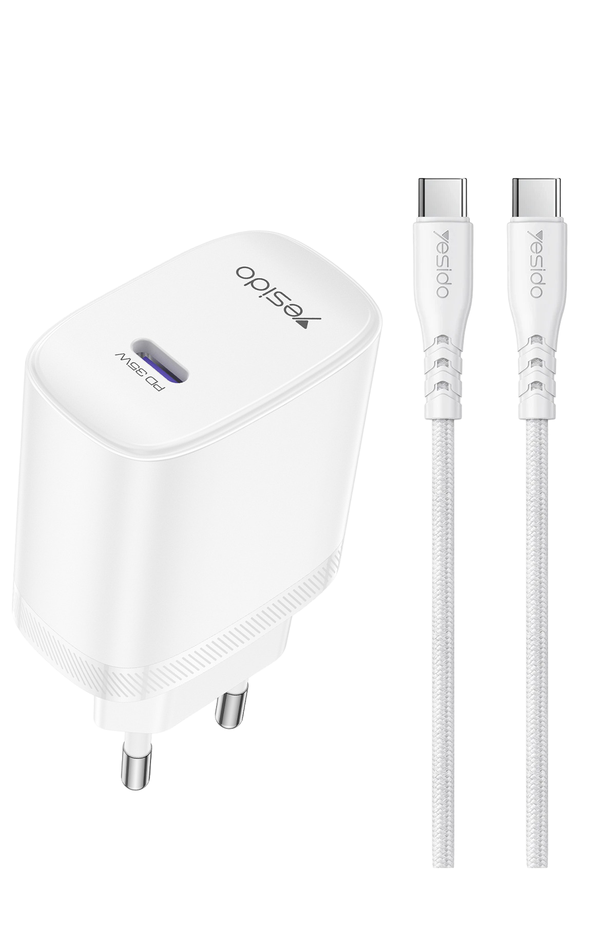 Yesido YC107 35W Type-C Çıkışlı 1M Type-C to Type-C Kablolu PD Hızlı Şarj Cihazı