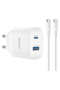 Yesido YC110 45W USB-A ve Type-C Çıkışlı 1M Type-C to Type-C Kablolu PD Hızlı Şarj Cihazı