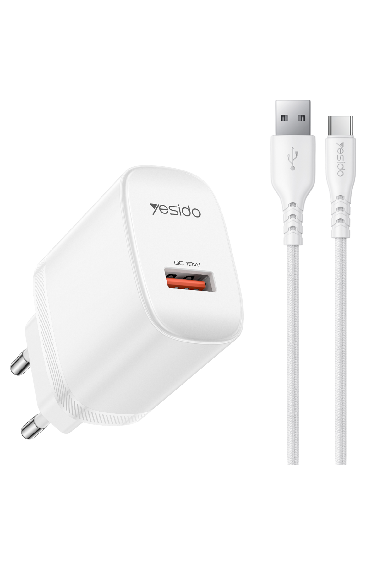 Yesido YC111 18W USB-A QC 3.0 Çıkışlı A to Type-C Kablolu Hızlı Şarj Cihazı