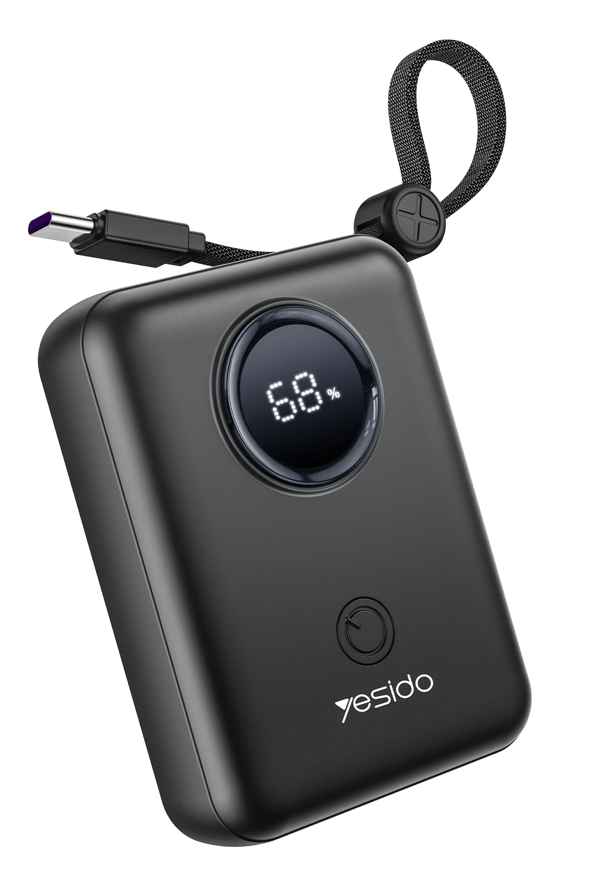Yesido YP64 10.000 mAh Dijital Göstergeli Dahili Type-C ve Lightning Kablolu PD Mini Powerbank