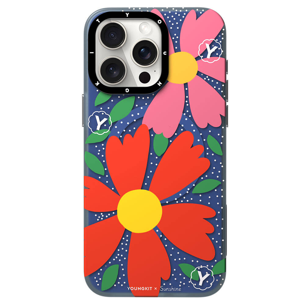 Youngkit Colorful Serisi iPhone 15 Pro Max M-safe Şarj Özellikli Sunshine Tasarımlı Kılıf