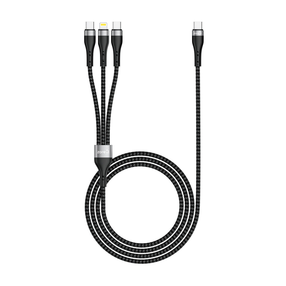 Cepax ZR-45 3in1 USB-A to Lightning - Type-C - Type-C Şarj ve Data Kablosu 20W 1.5M